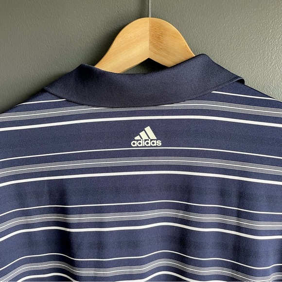 Adidas University of Michigan Puremotion Striped Mens Polo Shirt - Picture 5 of 6